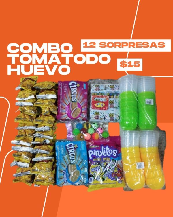COMBO TOMATODO HUEVO 12 SORPRESAS