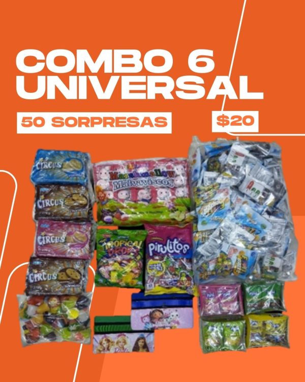 COMBO 6 50 SORPRESAS UNIVERSAL